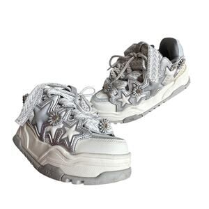 Y2K Kaalixto X Metaidaisy Skateboarding Low Grey White Sneakers Size 8.5